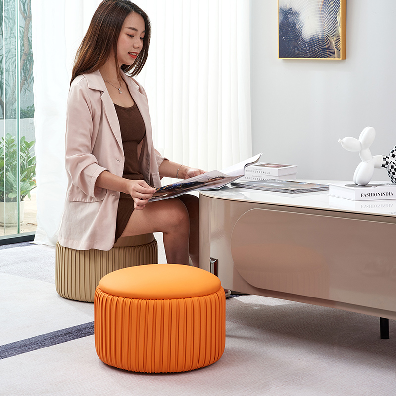 茶几客厅小家用矮凳软坐墩圆形沙发凳皮墩凳小板凳门口换鞋凳