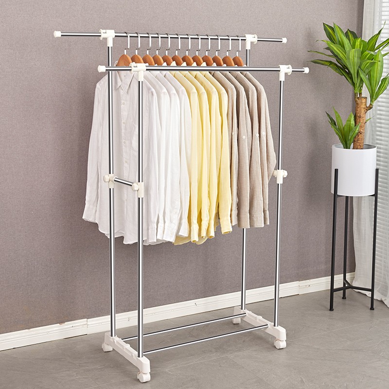 亿加亿晾衣架杆式不锈钢落地折叠升降晾衣杆阳台室内伸缩晒衣架