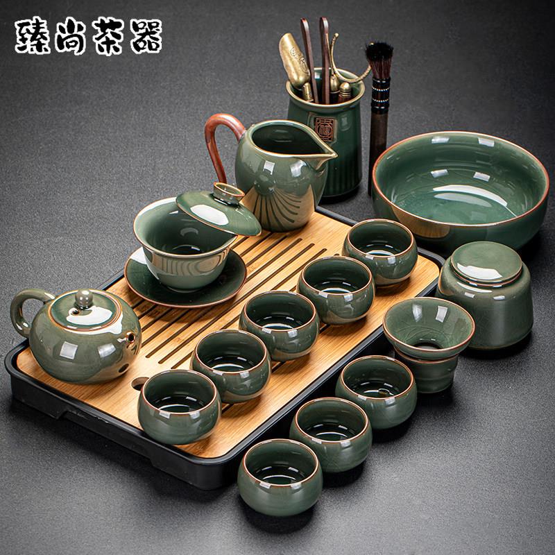 高档泡茶专用哥窑茶具套组家用中国风喝茶泡茶碗茶杯整套功夫茶壶