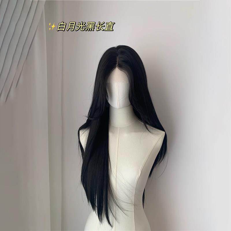 初恋白月光jk减龄自然中分浏海黑长直Lolita公主彷真假发女全头套