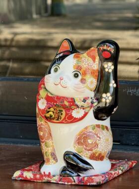 Twenty six大喵小花招财猫摆件家居客厅装饰乔迁新居礼品开业礼物