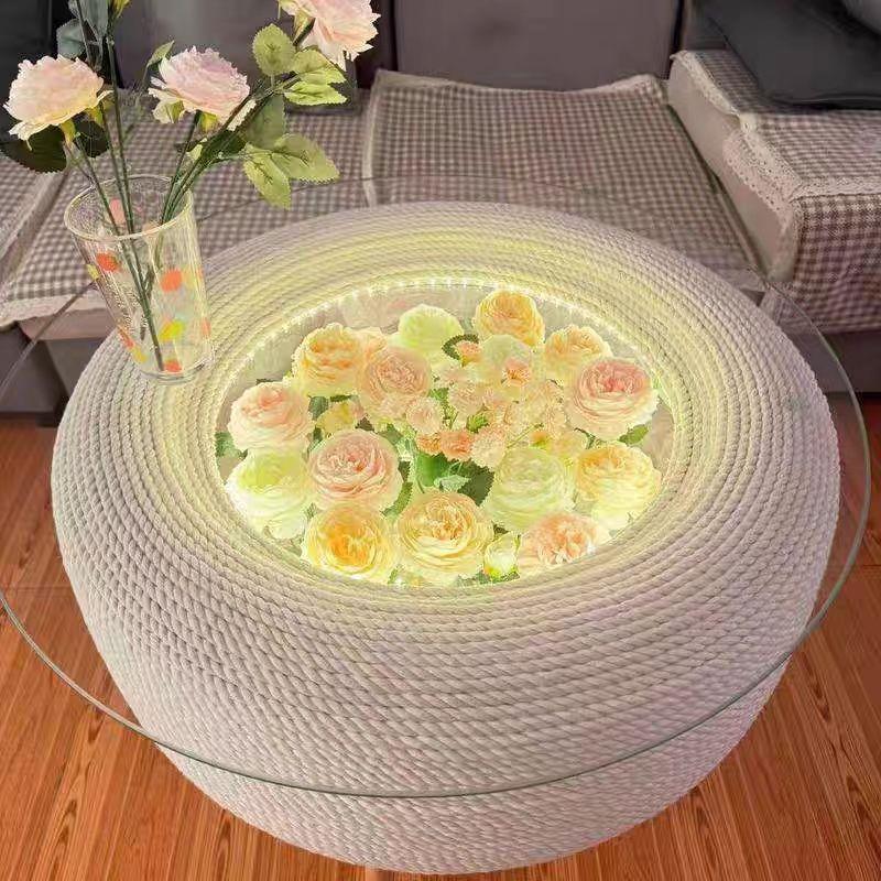 花海轮胎茶几材料全套配齐DIY轮胎改造桌子手工麻绳桌送配件教程