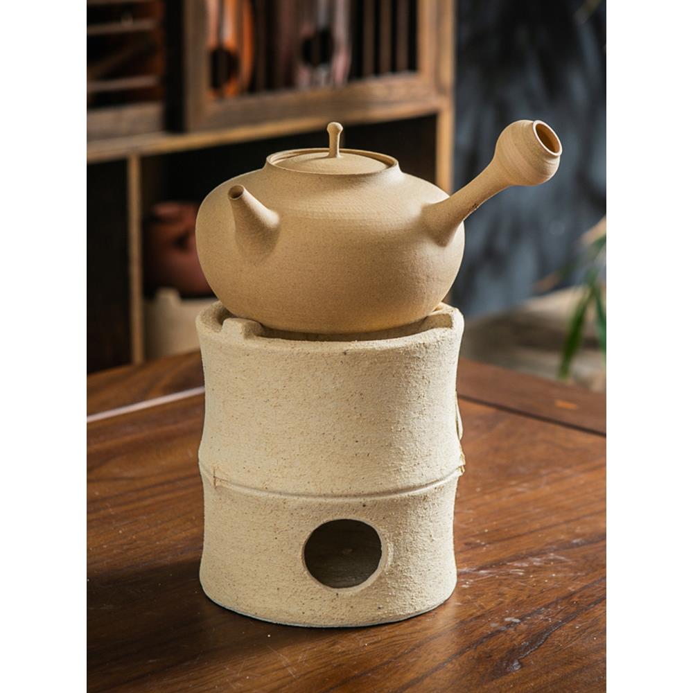 白泥炭炉潮汕工夫茶炉煮茶煮水风炉手工砂铫煮茶器木碳火炉小火炉