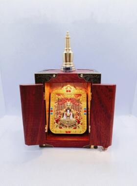 小型迷你佛龛带门带灯观音供台简约现代财神柜新中式神位汽车摆件
