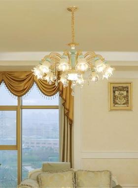 欧式吊灯客约厅灯室2025新款蓝色陶GAK瓷卧简现代大气餐厅水晶吊