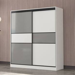 衣柜推拉门实木板式储物柜子简约家用卧室简易组装收纳柜衣橱跨境