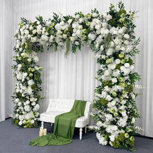 花艺拍婚礼背景 无品牌 形新款 婚庆森系花艺拱饰门方户外求婚照装