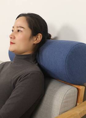 5YA1沙发头枕腰枕圆枕头长条护腰海绵靠垫加高客厅纯色靠枕沙发靠