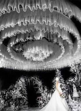 婚庆艺美人纱吊顶圆环线铁帘五UTY层圆环婚礼布置婚庆用道具品