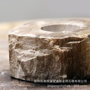 式进口木化石烛台创意烛光餐家摆晚件浪漫居硅化木蜡FRJ烛灯欧装