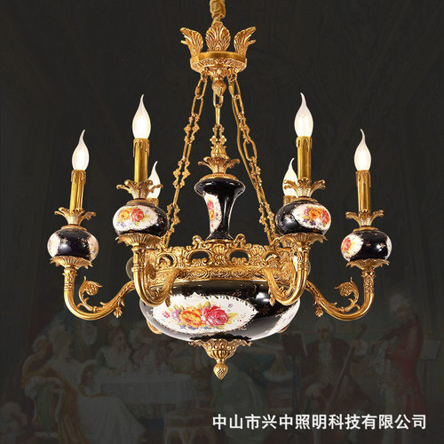 法式全铜吊灯欧式别墅客厅奢