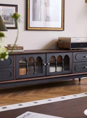 法式柜复古实茶几电木视柜黑美式客厅落地DBX储物收纳网红色新款