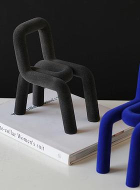 代几何创意凳沙发板工艺现品树脂绒面装饰71354品子样间玄关书房