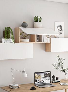 墙上创卧意格子置物厅CAM架壁挂墙储物柜室墙客实木吊柜墙壁柜面