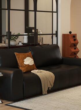 2025黑色皮艺发客家用沙LFA厅意式极简轻奢复议古小户型公寓会直