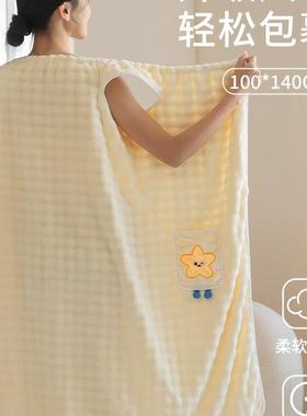 浴巾0家用女PHR可穿可非棉吸水大浴裙浴袍成人人洗澡225新款裹F^