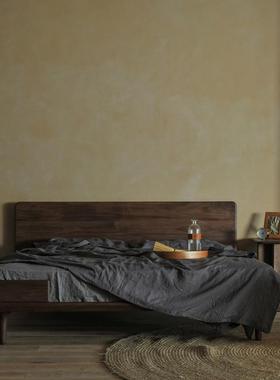 黑胡桃木合cj-22042围床新中床式主卧单双人简木寂约诧风高端大气