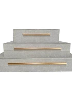 约IOF现代长扁简铁形收纳盒方家居桌面木盒饰装品家具城软装摆设