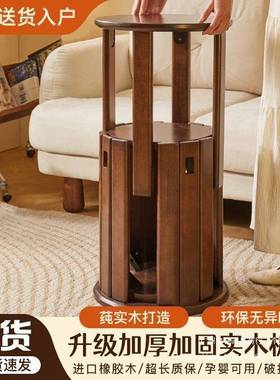 多实木叠叠凳家居凳功能矮凳餐厅卧室圆凳椅子轻奢板凳新式中TXD