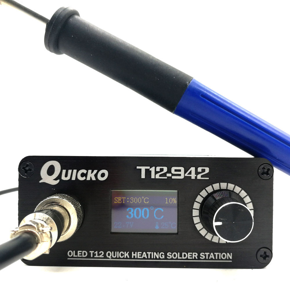 QUICKO迷你T12焊台T12-942OLED屏DC版外出便携式电烙铁配9501手柄