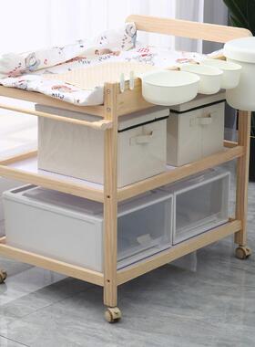 布台架实尿木婴儿护理换VDU尿片洗澡一体子宝宝抚触换X尿不湿20