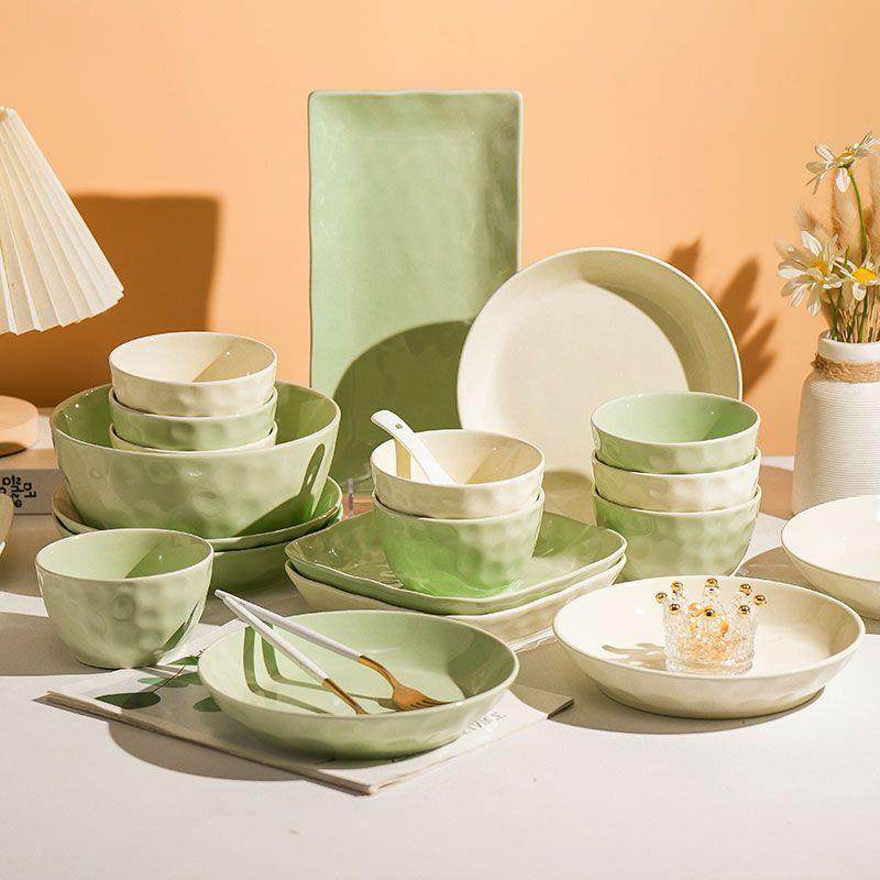 奶油风碟子套装家用碗2025款新碗筷盘组合碗具碗盘碗餐具NIH陶瓷
