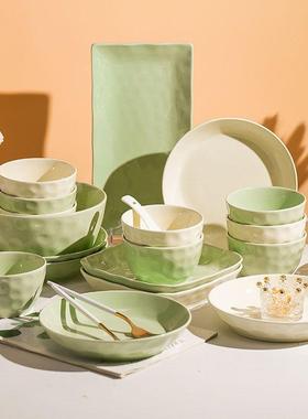 奶油风碟子套装家用碗2025款新碗筷盘组合碗具碗盘碗餐具NIH陶瓷