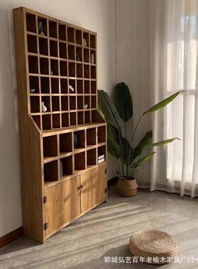 老木立式博古架中式收纳38472架多宝阁架书壁挂式榆实木董展古示