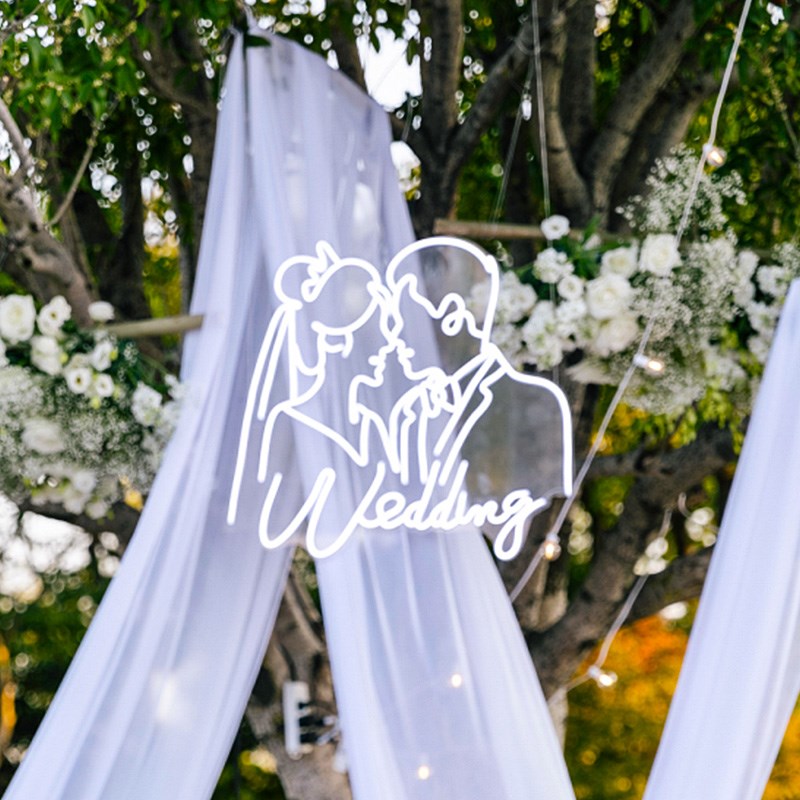 婚庆头像人物剪影婚礼背景墙发光霓虹灯求婚灯牌定制舞台道具装饰