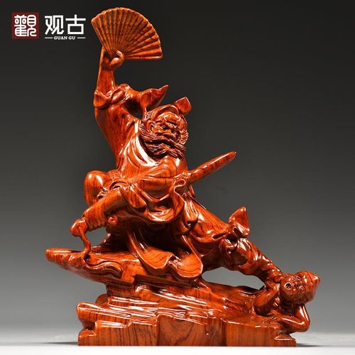 花梨实木雕刻天师钟馗摆件福神像红木家居客厅玄关装饰工艺品送礼