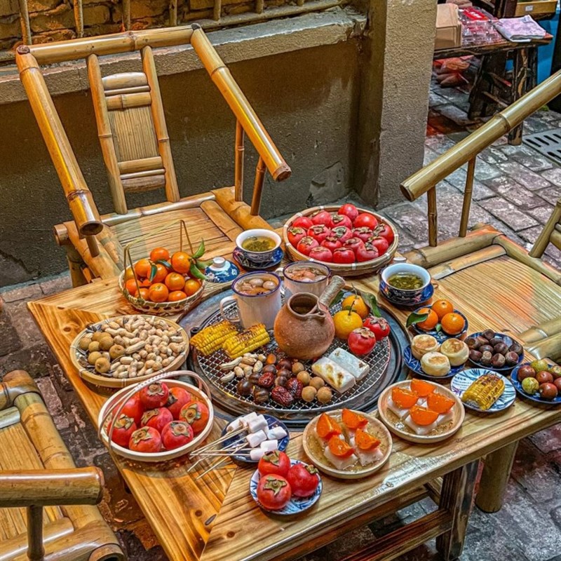 围炉煮茶庭院烧烤炭火盆实木层取暖木炭家用室内冬季火盆烤火炉