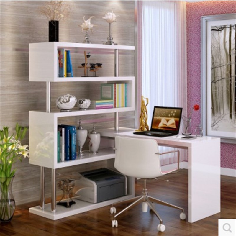 旋转电脑桌书桌书架台式桌家用书柜办公桌简约转角学习桌