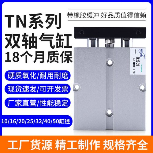 双轴双杆气缸TDA小型气动TN10/16/20-10*20X30X50X70X100X250-S