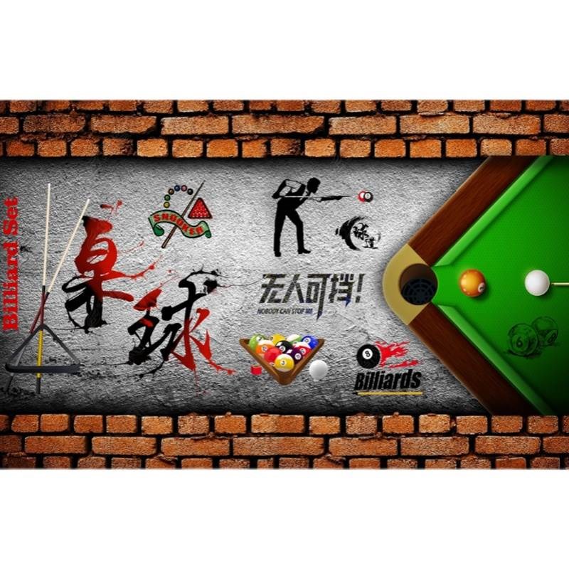 健身房桌球背景墙壁纸台清吧娱乐休闲立体大型壁画球厅撞球馆墙布