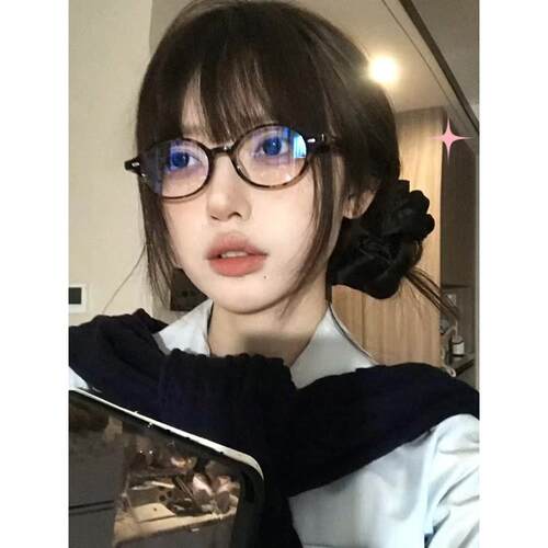 覆古小脸椭圆书呆子眼镜素颜文学知识分子可配近视框架平板眼镜
