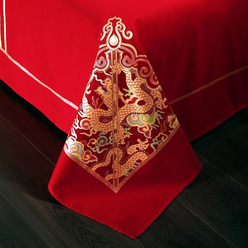 大红色婚庆床单单件100全棉磨毛床单喜庆结婚床纯棉被单枕套3件套