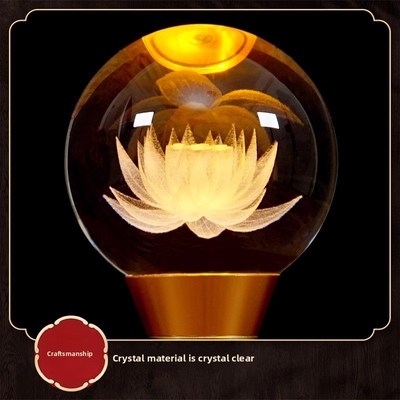 新款水晶莲花灯菩萨财神灯可充电Led长明灯佛前佛灯家用灯神台灯