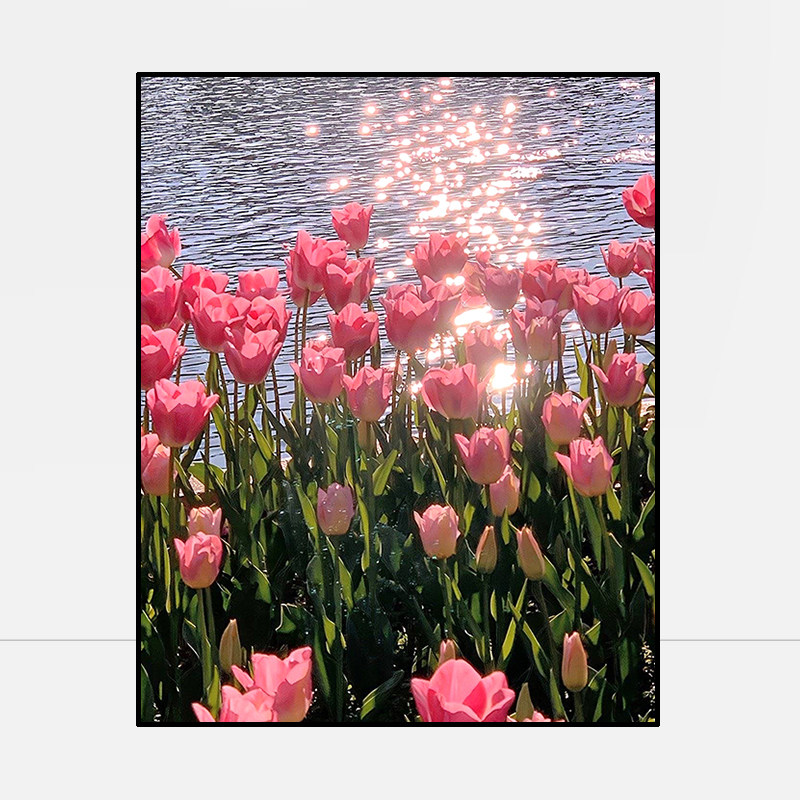 郁金香钻石画2022新款客厅卧室餐厅唯美花卉5d小件贴钻十字绣满钻