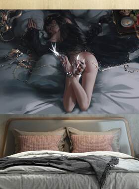 鬼刀超大动画在风中挂布背景布墙布床边宿舍卧室布局墙装饰挂画