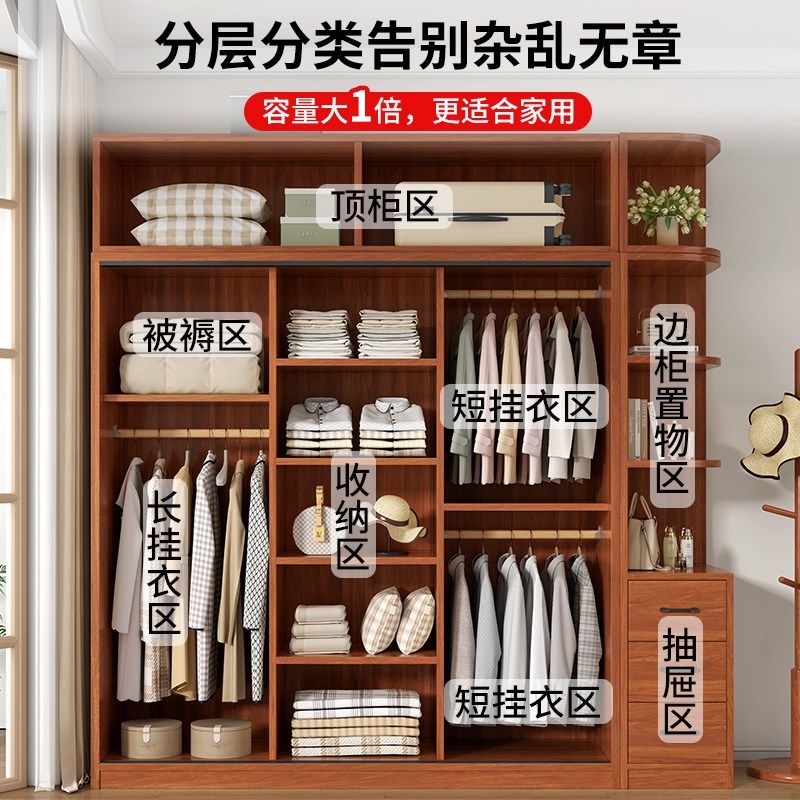 推拉门衣柜家用卧室简易组装出租房衣柜新款储物小型木质儿童柜子