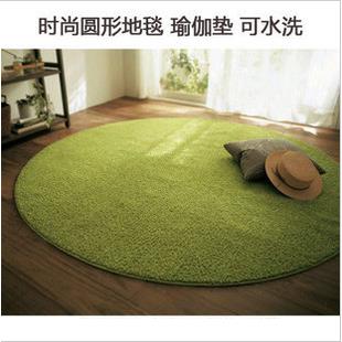 高档绿色草坪瑜伽地垫电脑椅垫客厅圆形地毯100*100CM防滑吸尘垫