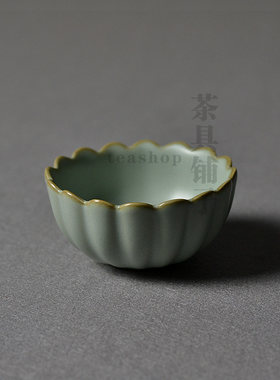 聚宝龙天青釉茶具汝窑开片小菊花杯茶杯陶瓷杯子品茗杯个人杯汝瓷