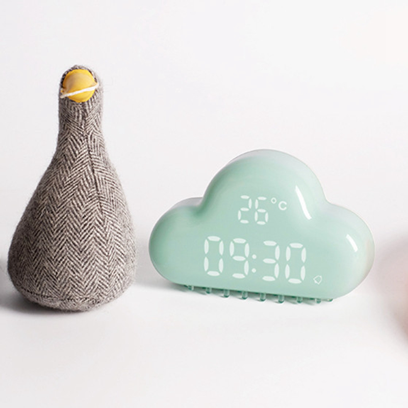 可爱muid云朵闹表创意闹钟学生用led钟智能电子静音多功能小钟表