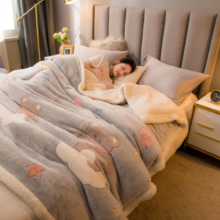 冬天羊羔珊瑚绒被套单件200x230加绒法兰绒面单人儿童150x200被罩