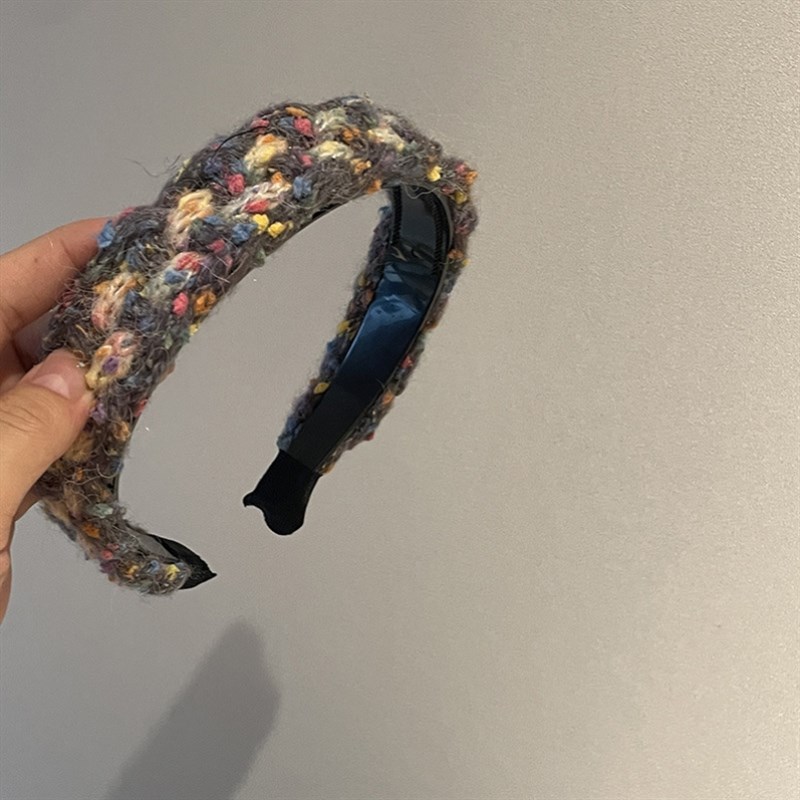 轻趣!针织毛线宽版发箍!秋冬彩色球高颅顶发箍甜美可爱麻花发捆