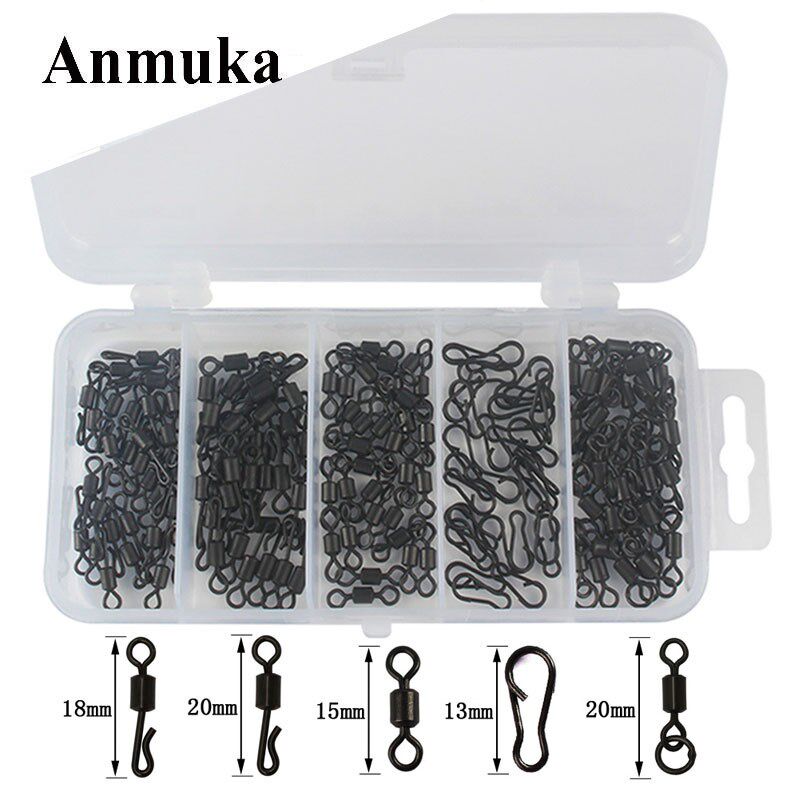 Anmuka150装八字环鲤鱼钓转环别针配件套装 垂钓用品多款式配件盒