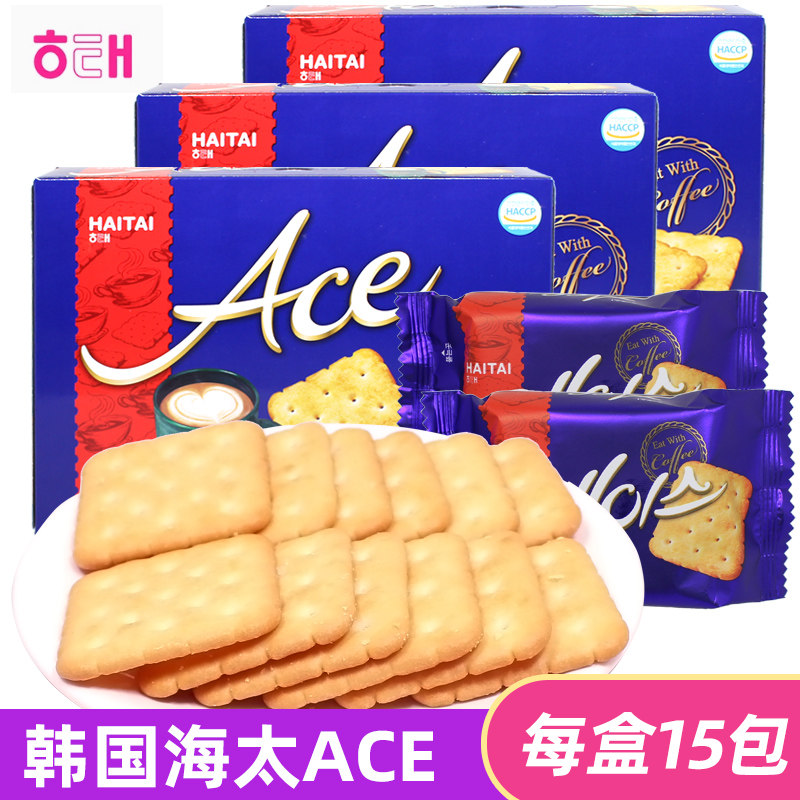 韩国进口海太牌ACE饼干364g小苏打咸味饼干梳打零食苏打饼盒奶盐