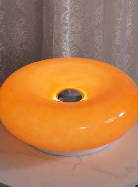 橙色玻璃台灯甜甜圈灯家居装饰卧室床头灯可调光led灯创意灯饰