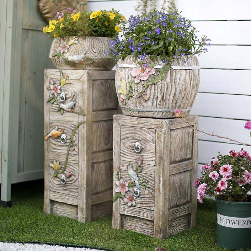 户外露台院子花盆复古仿木个性做旧花园石墩创意中式庭院民宿布置,电子元器件市场,其它元器件,淘宝优惠券,粉丝福利购,淘宝优惠卷