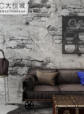 砖纹墙纸砖块砖头复古怀旧文化石砖墙工业风loft咖啡餐厅背景壁纸